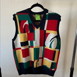 HUF V-Neck Sweater Vest with Geometric Pattern